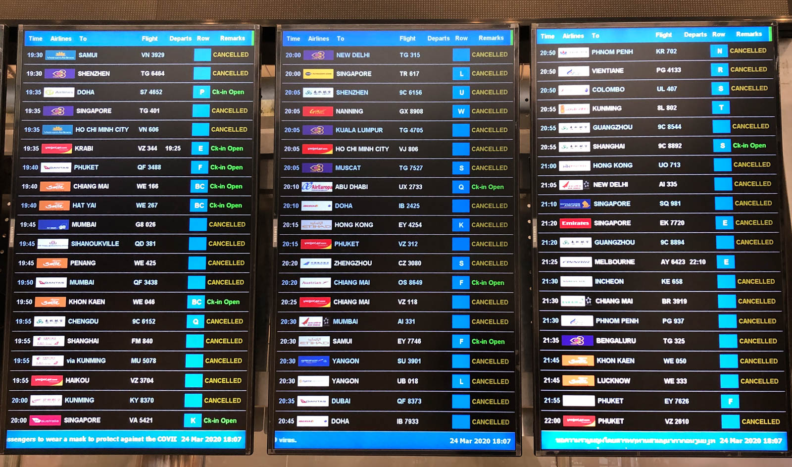 Bangkok’s Departure Screen