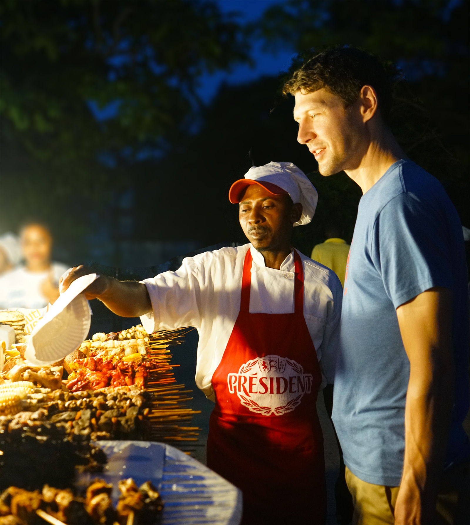 Bustling night market scene in Zanzibar