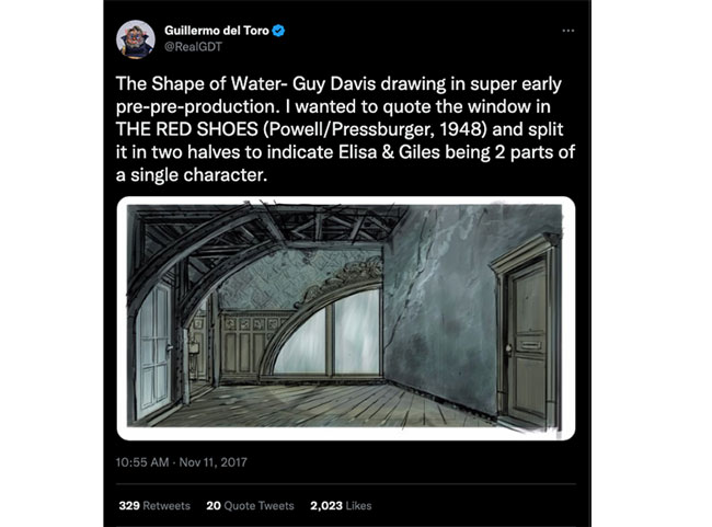 Guillermo del Toro citing *The Red Shoes* as an explicit reference